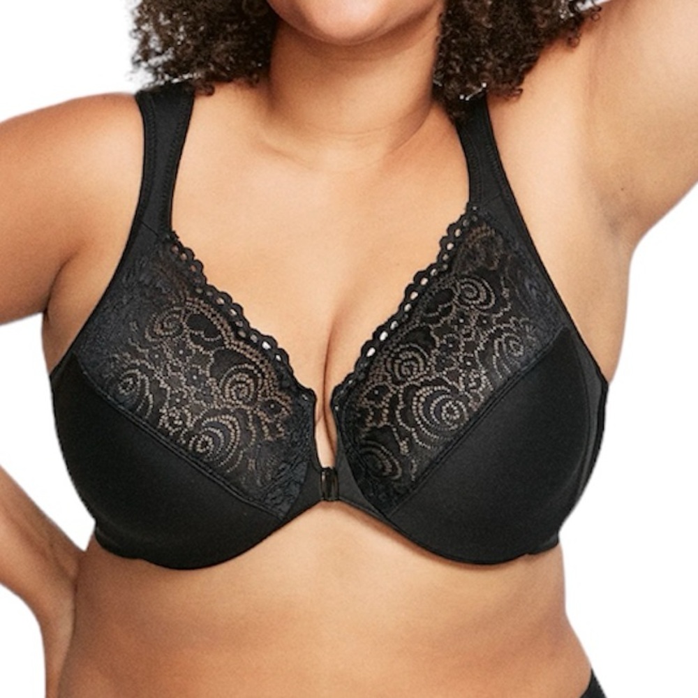 - Glamorise 44C Black Front Close WonderWire Bra! NEW!